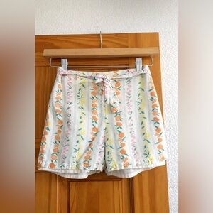 btween High Waist Kids Girl Shorts with Orange and Pink Stripes